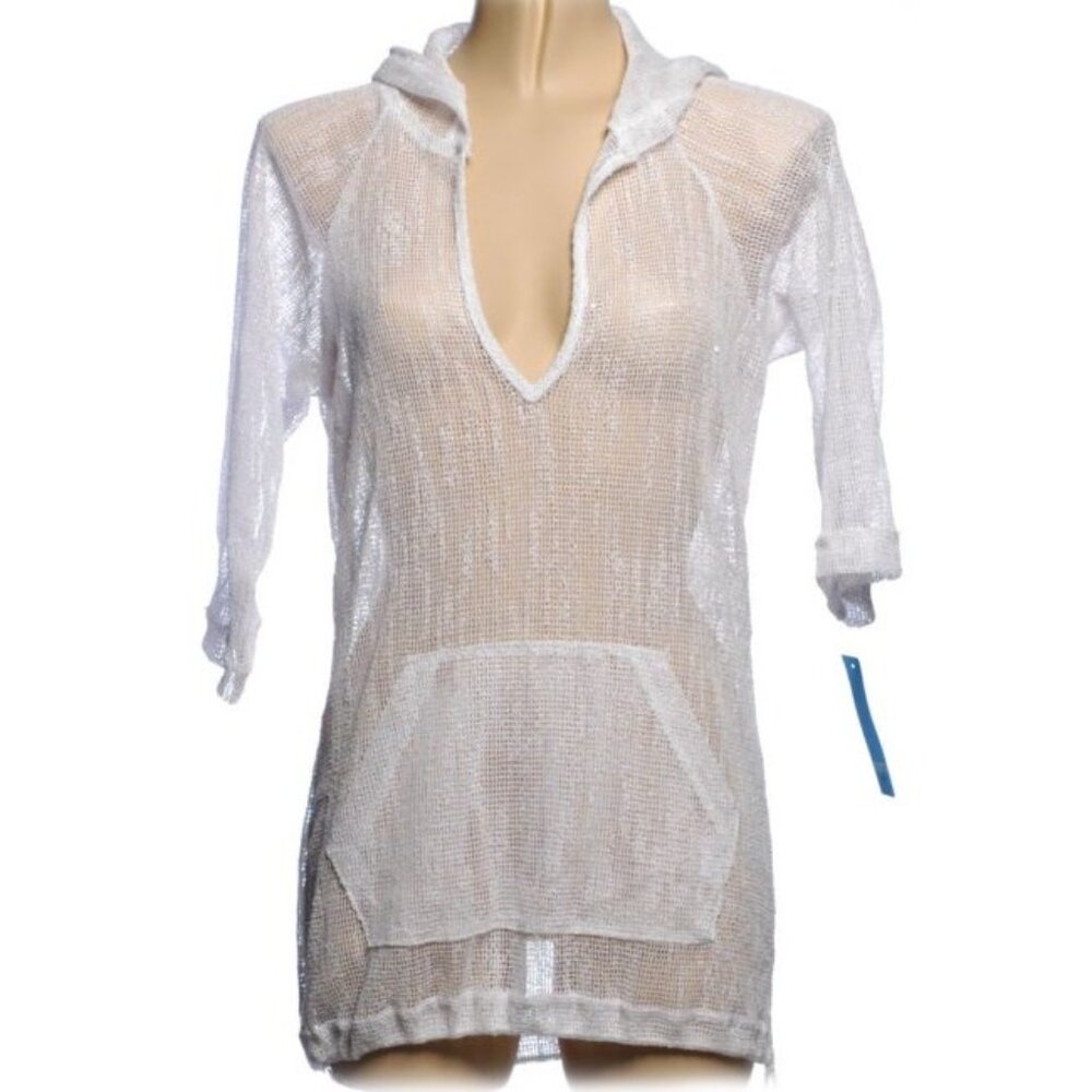 Dotti White Sparkle Mesh Swimsuit Coverup - S - NEW